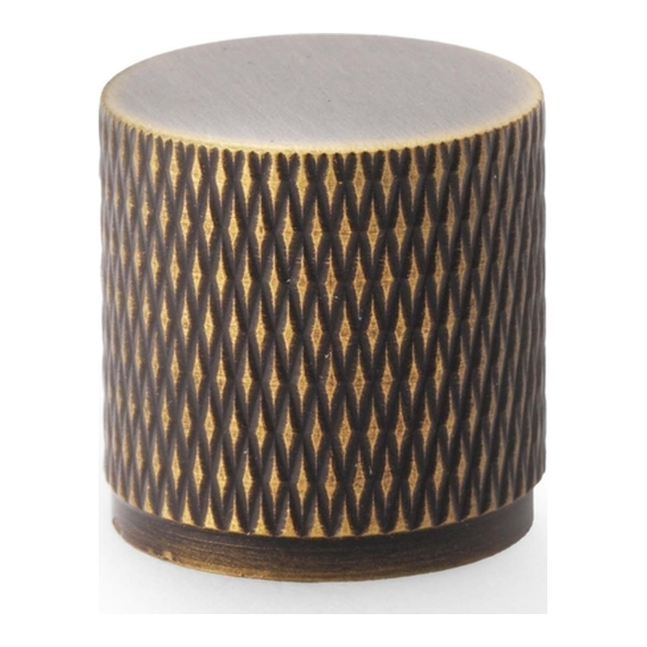 AW800-20-AB • 20mm • Antique Brass • Alexander & Wilks Brunel Knurled Cylinder Cupboard Knob